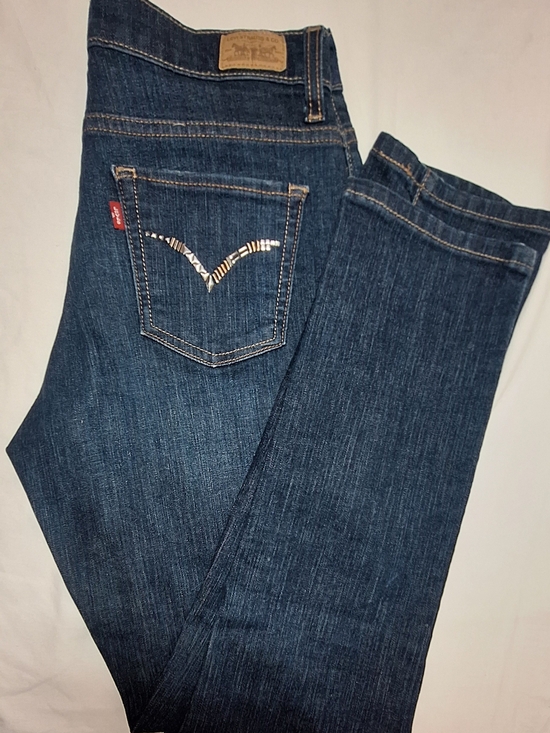 Levi's Denim - Levi’s 512 Perfectly Slimming Bootcut Dark Wash Embellished Pocket Jeans